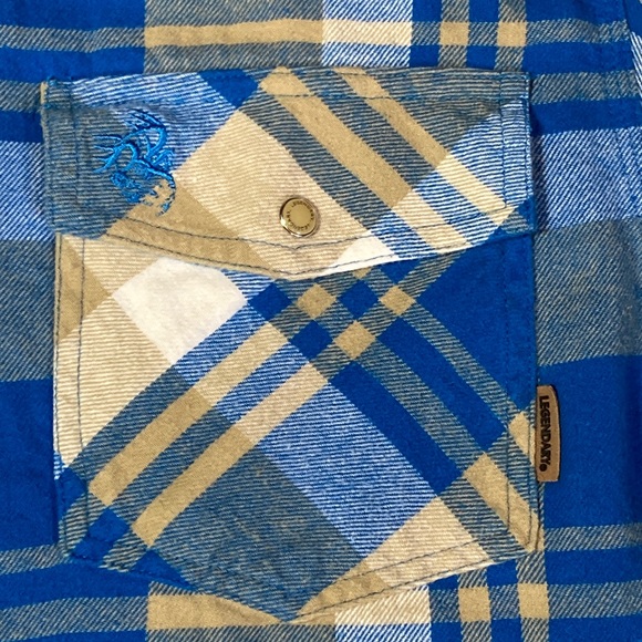 Legendary Whitetails Shirt Mens Large Blue Plaid Buck Camp Flannel Corduroy - Picture 6 of 12